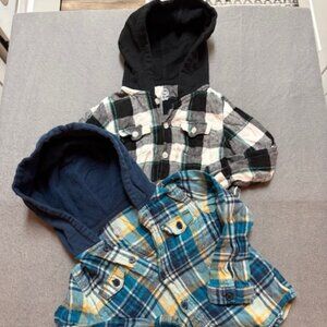 Lot of 2 Wonder Nation Boys’ Hooded Flannel Shirts